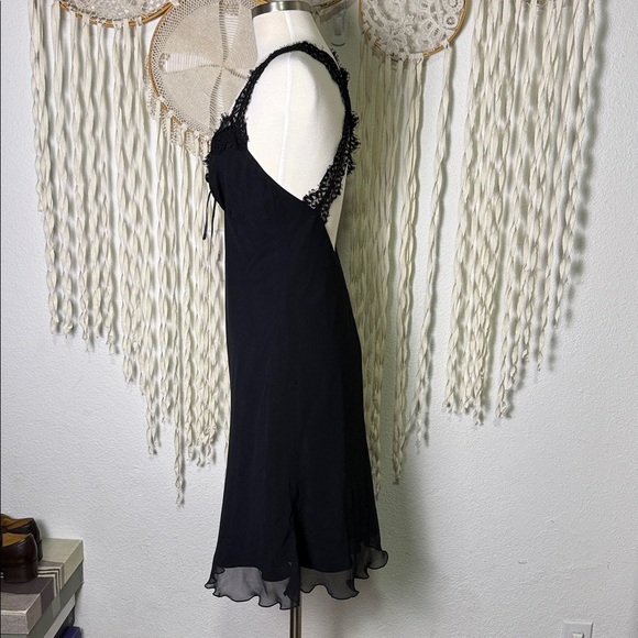 A.B.S | Allen Schwartz Vintage Black Slip Dress with Lace Straps size 12/P - Picture 4 of 11